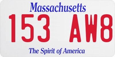 MA license plate 153AW8