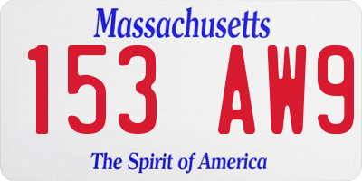 MA license plate 153AW9