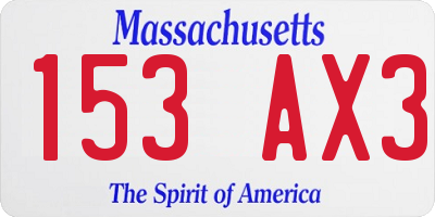 MA license plate 153AX3