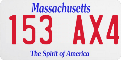 MA license plate 153AX4