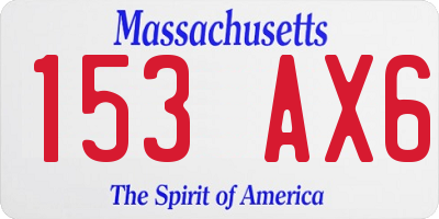 MA license plate 153AX6