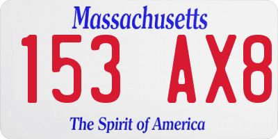 MA license plate 153AX8