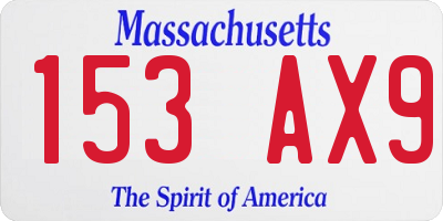 MA license plate 153AX9
