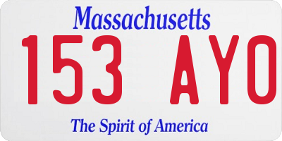 MA license plate 153AY0