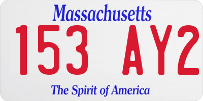 MA license plate 153AY2