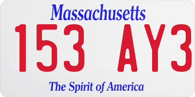 MA license plate 153AY3