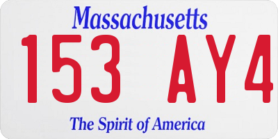 MA license plate 153AY4