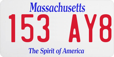 MA license plate 153AY8