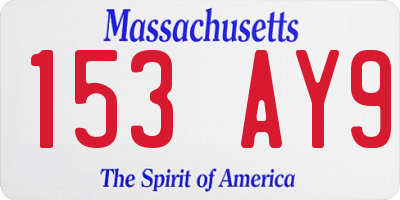 MA license plate 153AY9