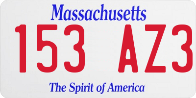 MA license plate 153AZ3