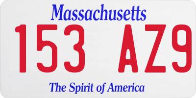 MA license plate 153AZ9