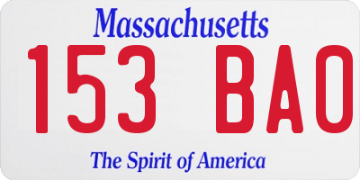 MA license plate 153BA0