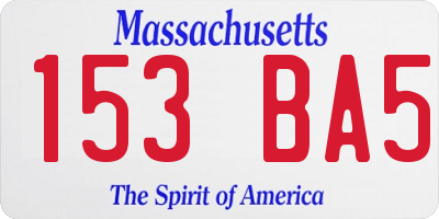 MA license plate 153BA5