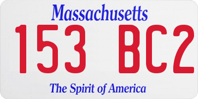 MA license plate 153BC2