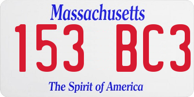 MA license plate 153BC3