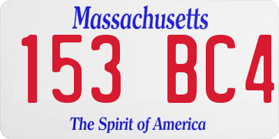 MA license plate 153BC4