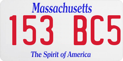 MA license plate 153BC5