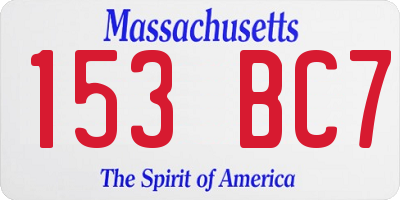 MA license plate 153BC7