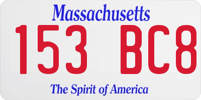 MA license plate 153BC8
