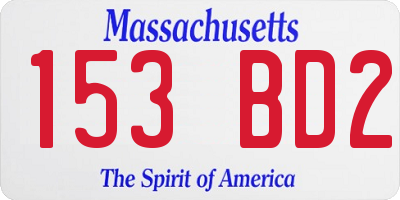 MA license plate 153BD2