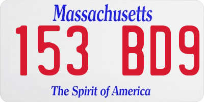 MA license plate 153BD9