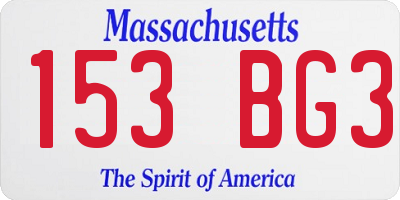 MA license plate 153BG3