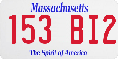 MA license plate 153BI2