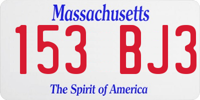 MA license plate 153BJ3