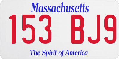 MA license plate 153BJ9