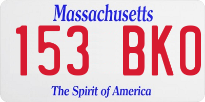 MA license plate 153BK0