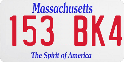 MA license plate 153BK4
