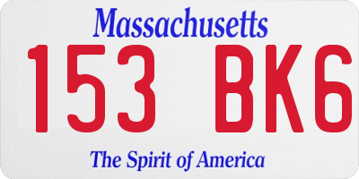 MA license plate 153BK6
