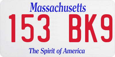 MA license plate 153BK9