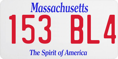 MA license plate 153BL4