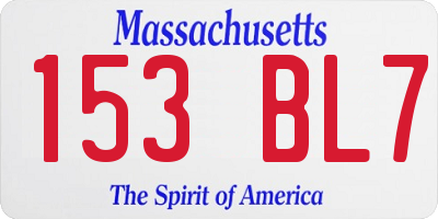 MA license plate 153BL7