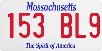 MA license plate 153BL9
