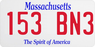 MA license plate 153BN3