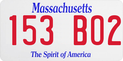 MA license plate 153BO2