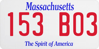 MA license plate 153BO3