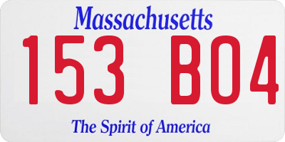 MA license plate 153BO4