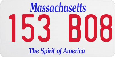 MA license plate 153BO8