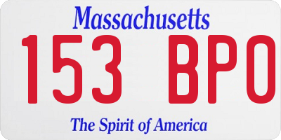 MA license plate 153BP0