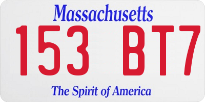 MA license plate 153BT7