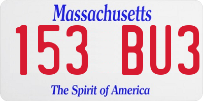 MA license plate 153BU3