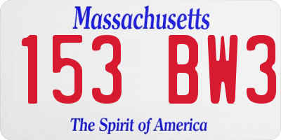 MA license plate 153BW3