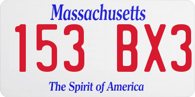 MA license plate 153BX3