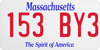 MA license plate 153BY3