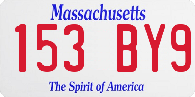 MA license plate 153BY9