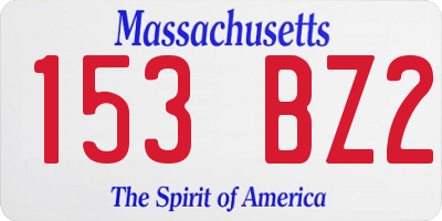MA license plate 153BZ2