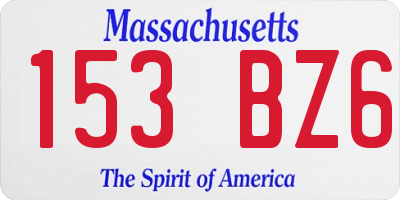 MA license plate 153BZ6